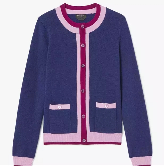Kate Spade Colorblock Cashmere Cardigan - Picture 6 of 6